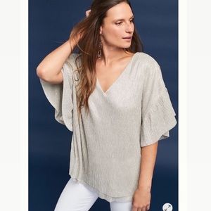 Anthropologie Vanessa Virginia Ruffle Metallic Top